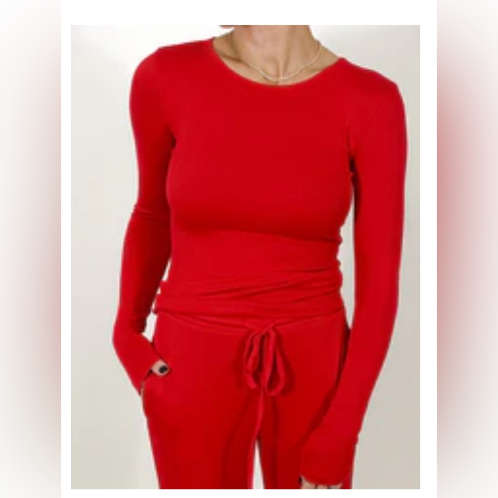 TALULAH *Cherry Red* Ribbed Long Sleeve Top XS